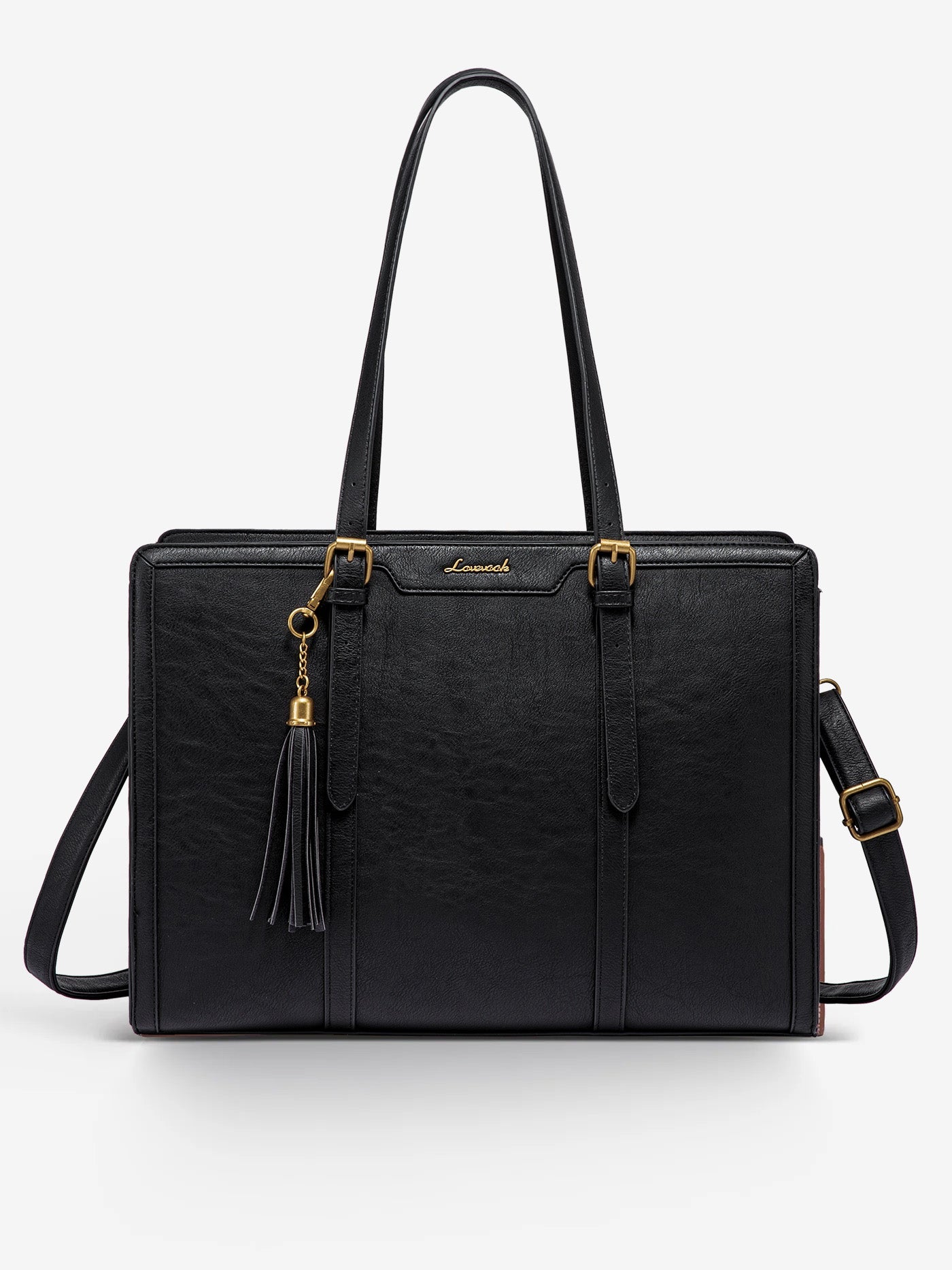 2Pcs Vintage Leather Laptop Tote, 15.6 17.3
