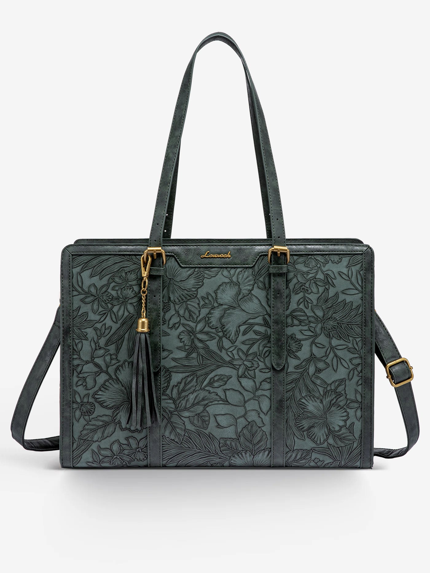 2Pcs Vintage Leather Laptop Tote, 15.6 17.3