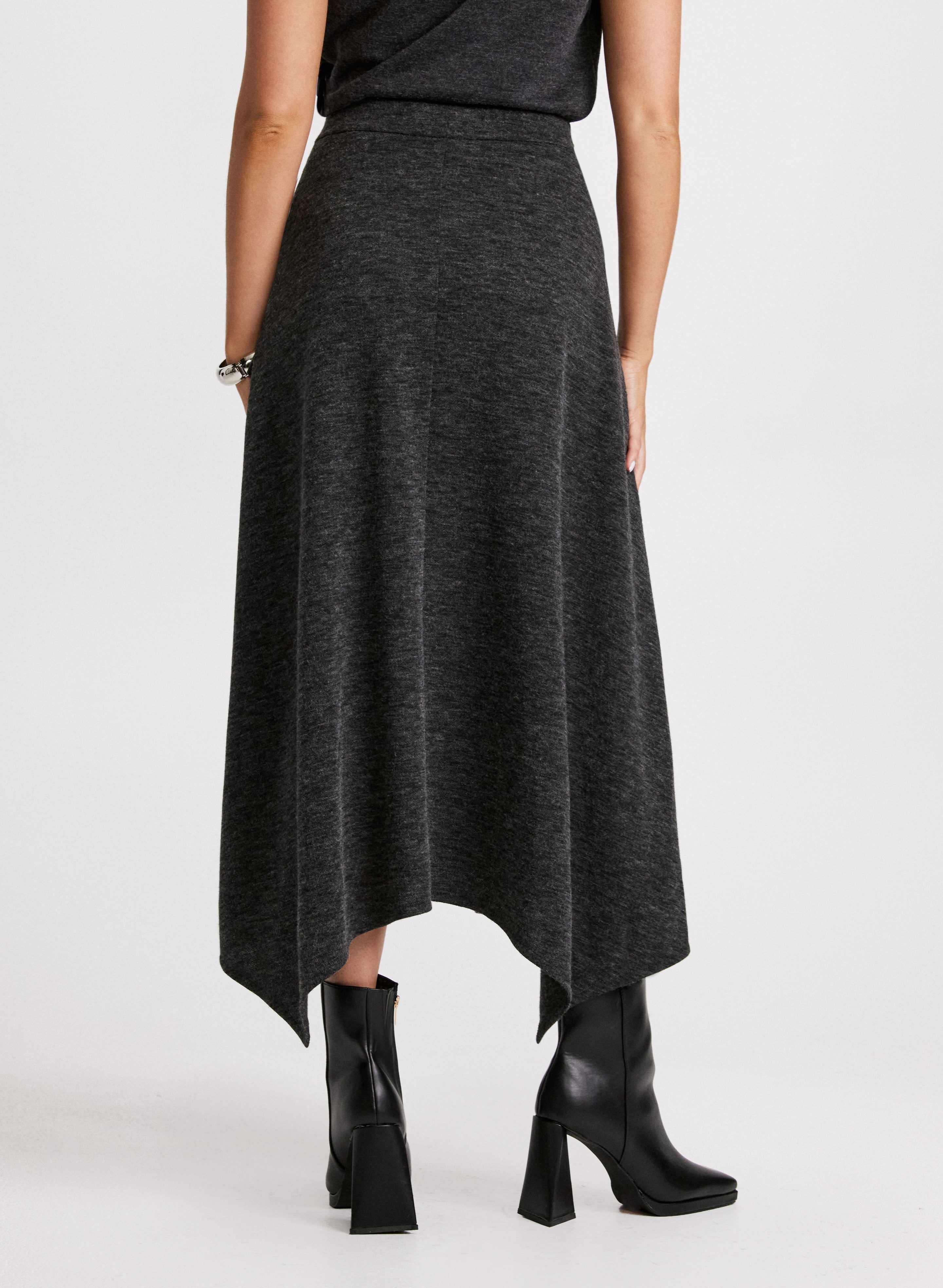 Asymmetric Hem Midi Skirt