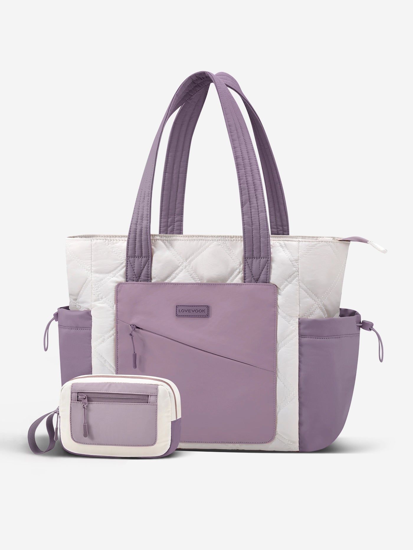 2Pcs Quilted Puffer Tote Bag, 15.6 17.3