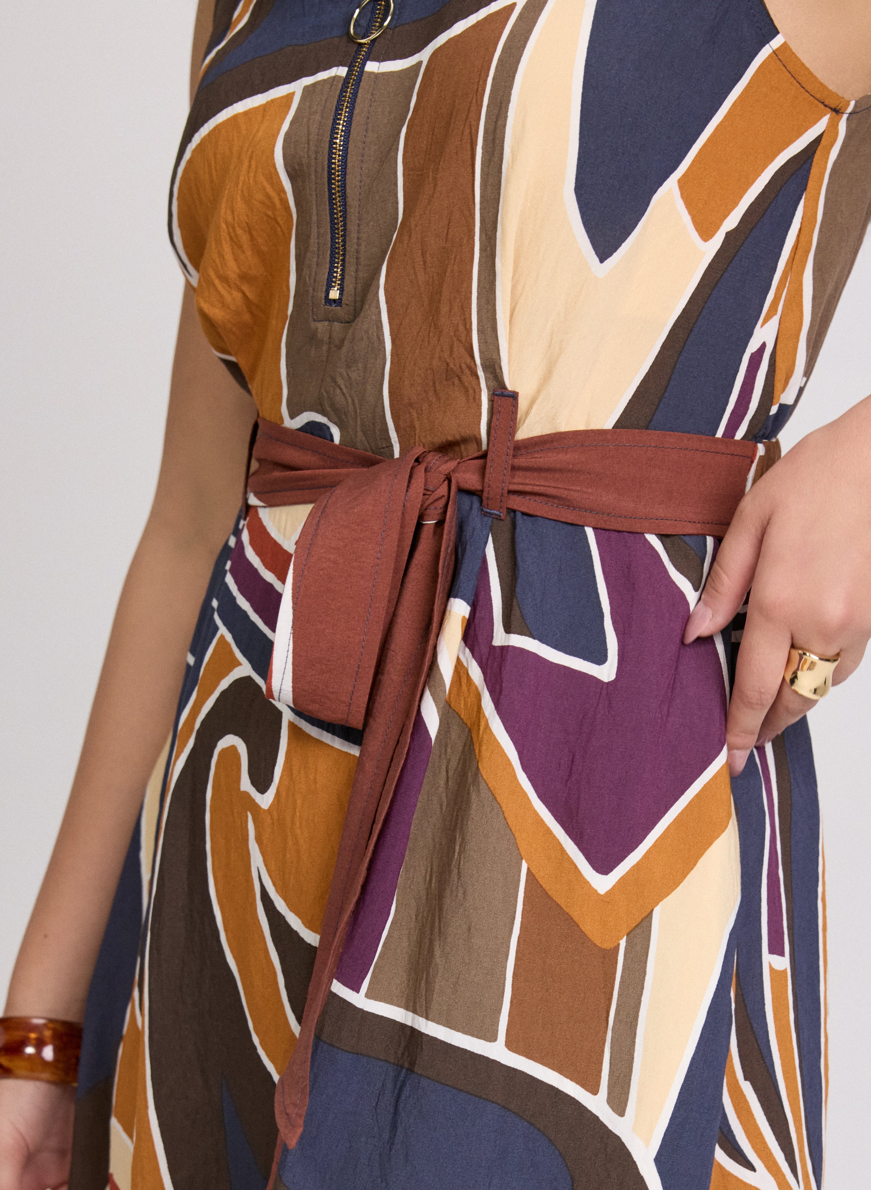 Abstract Zip-Front Dress