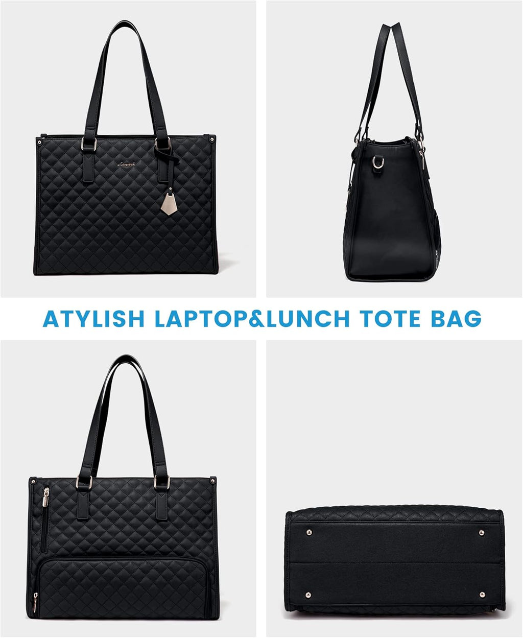 2Pcs Lunch Tote Shoulder Bag, 15.6