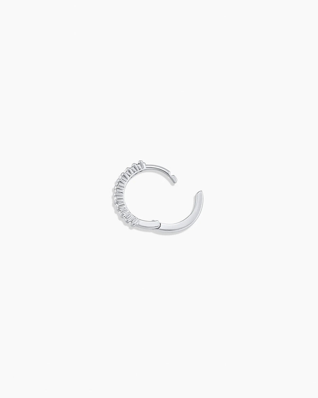 14k White Gold Diamond Pavé Single Huggie