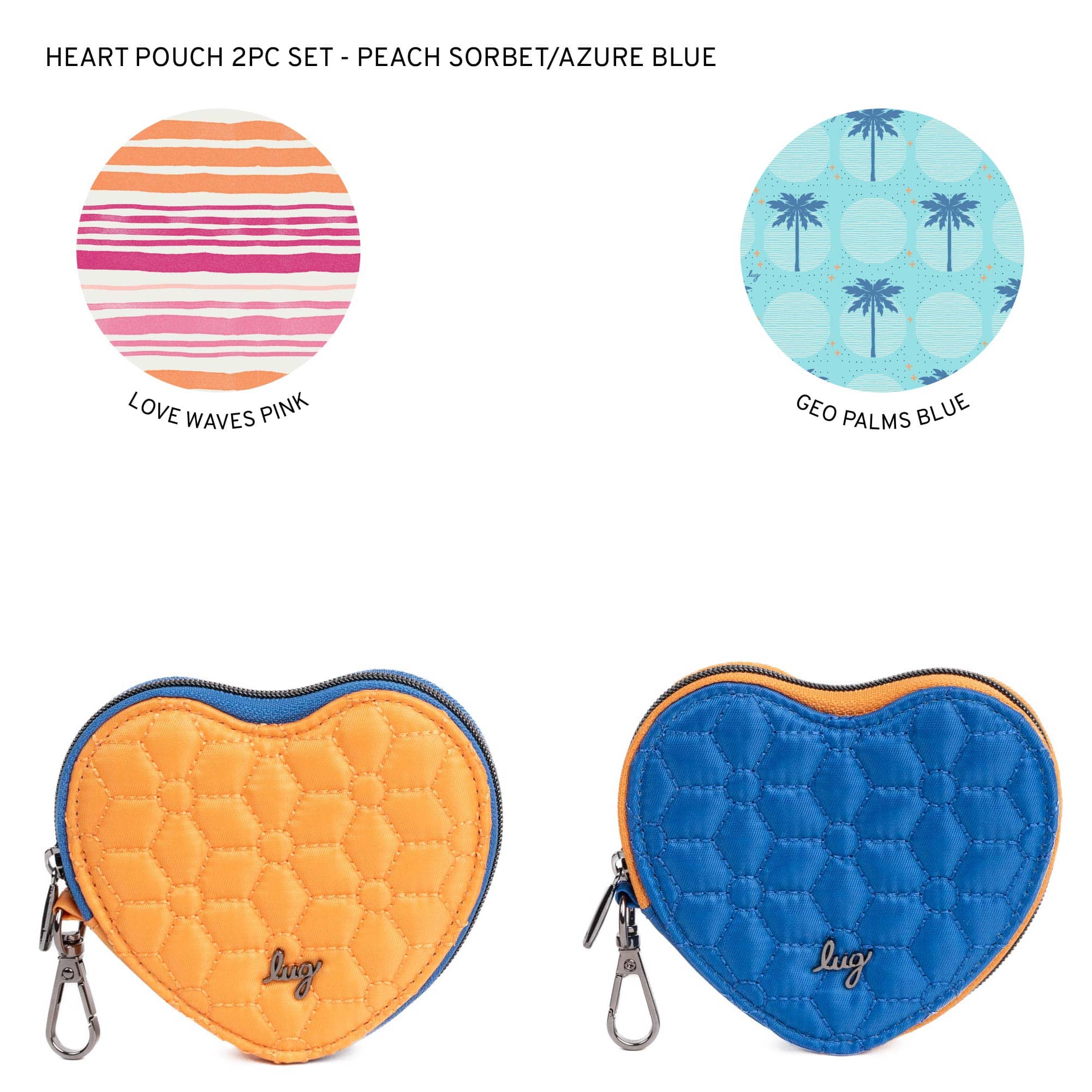 Heart Pouch 2pc Set - Two-Tone