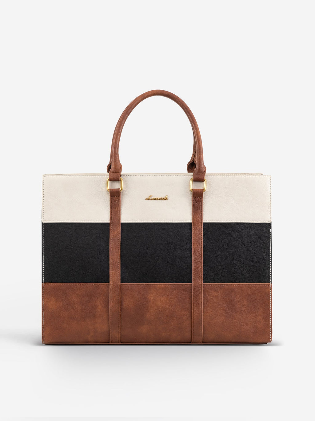 2Pcs Elegant Colorblock Tote Bag, 15.6