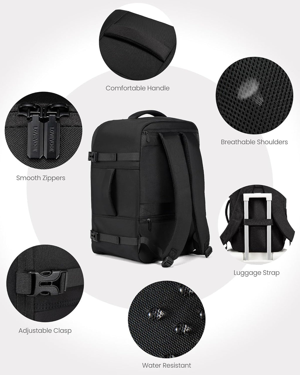 4Pcs Travel Backpack, 35L-45L
