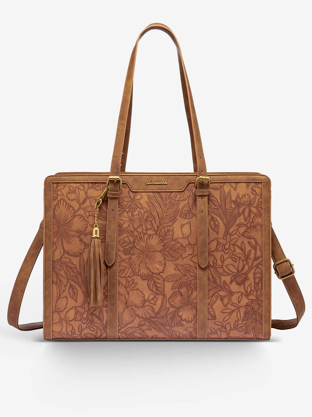 2Pcs Vintage Leather Laptop Tote, 15.6 17.3