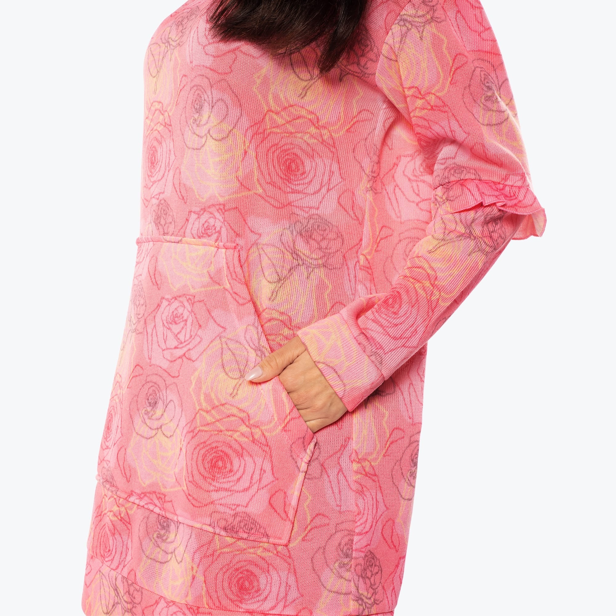 Peekaboo Sweater Fleece Tunic Hoodie