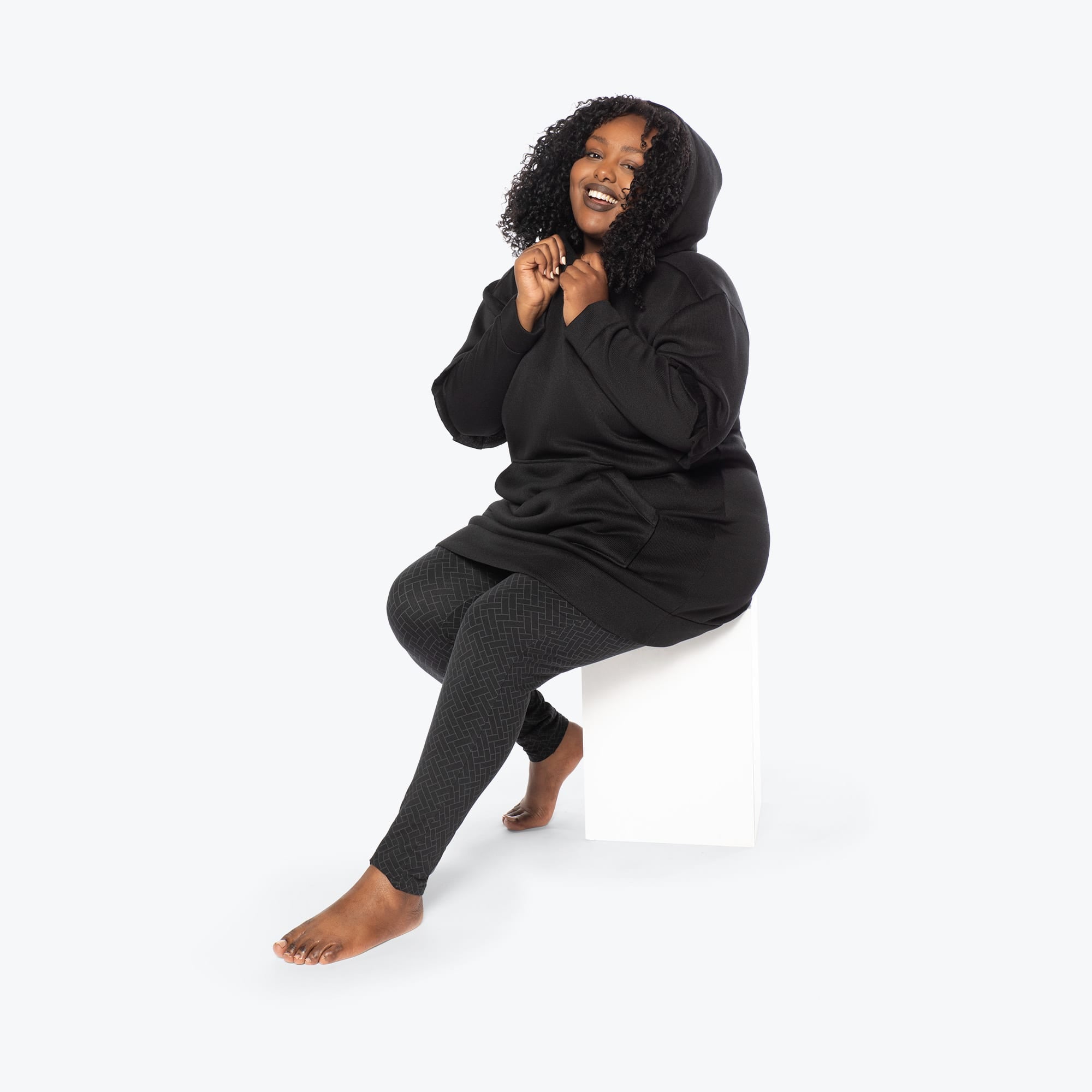 Peekaboo Sweater Fleece Tunic Hoodie