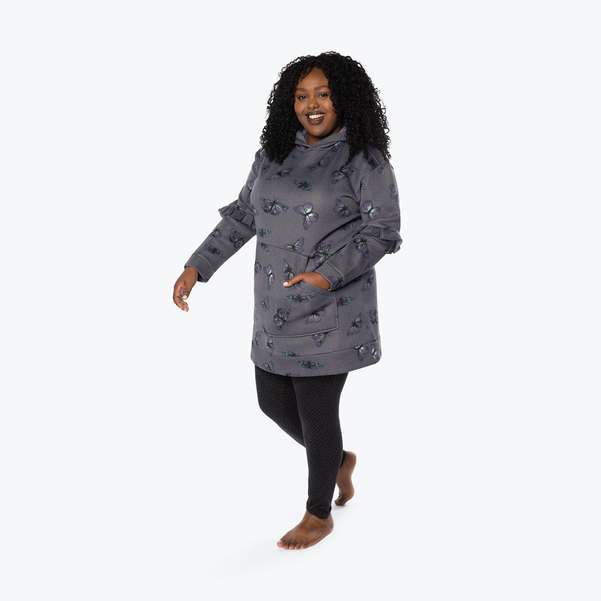 Peekaboo Sweater Fleece Tunic Hoodie