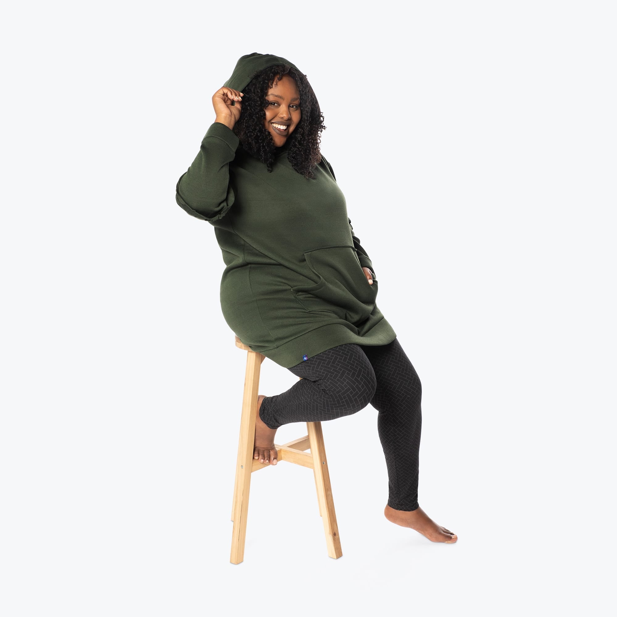 Peekaboo Sweater Fleece Tunic Hoodie