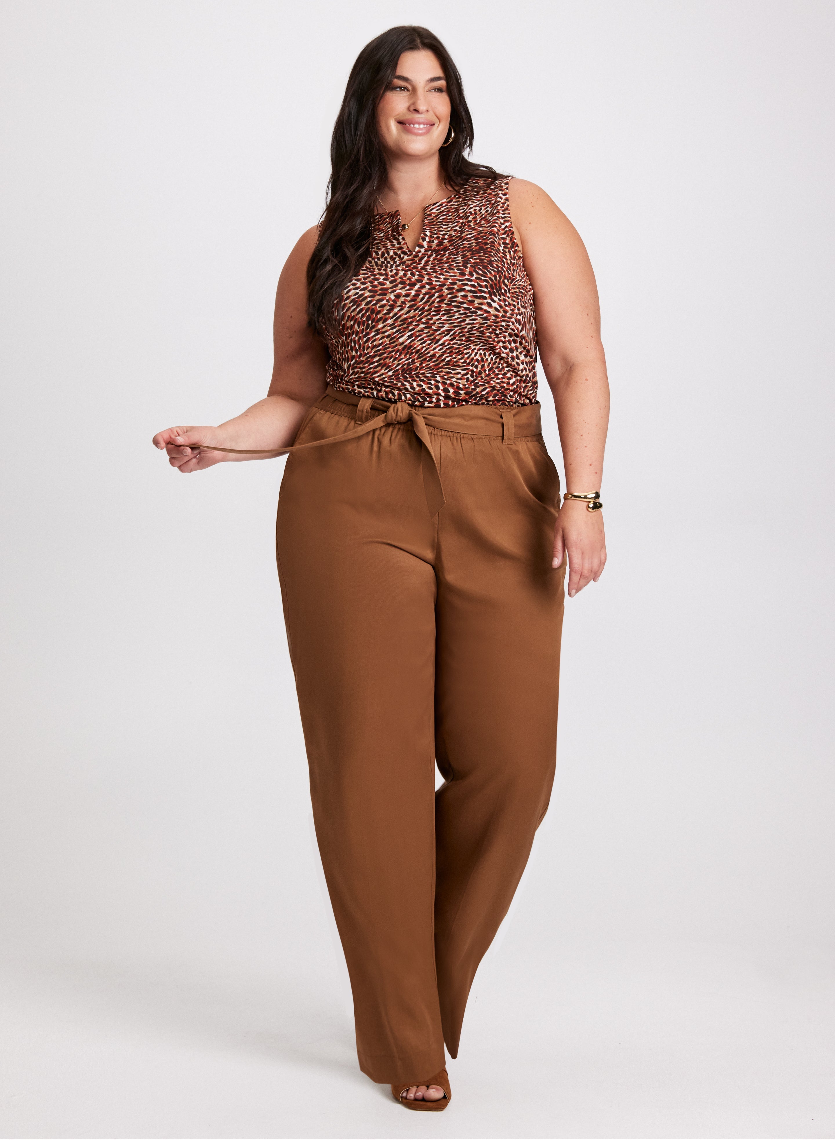 Animal Print Top & Wide Leg Pants
