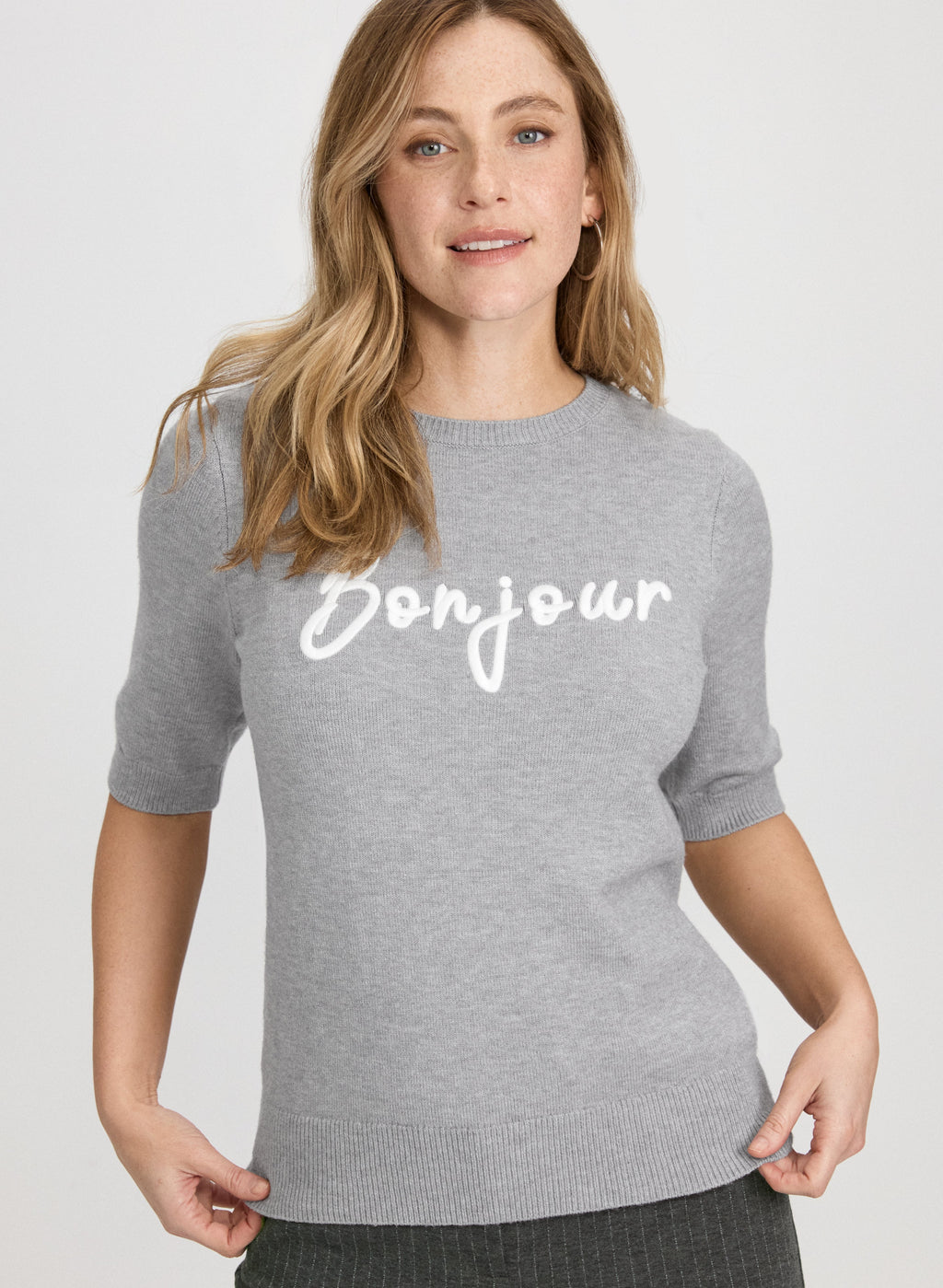 'Bonjour' Knit Pullover