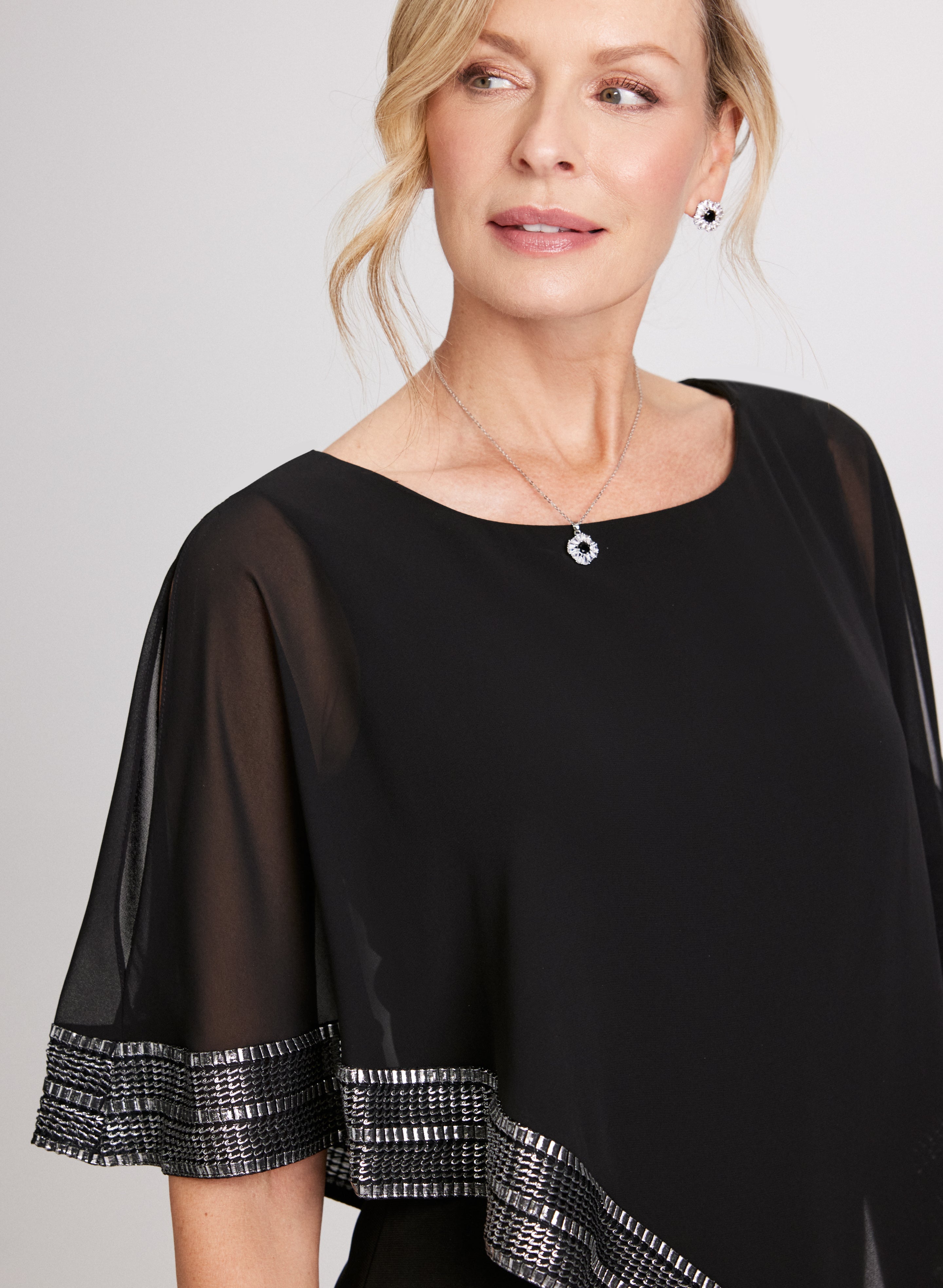Asymmetrical Capelet Effect Short Dress